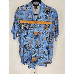 Cabazon Women's Cruise Button Down Fish Printed Rayon Top Shorts Set Size M